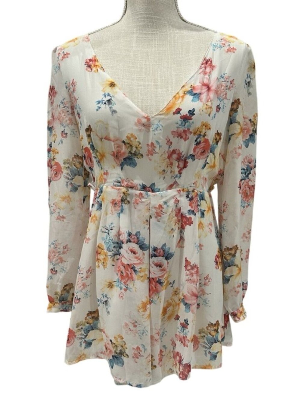 Love Tree Womens Floral Long Sleeve Dress S
